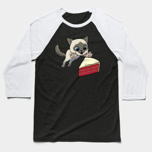 Birman Cat excited to eat Red Velvet Cake Baseball T-Shirt